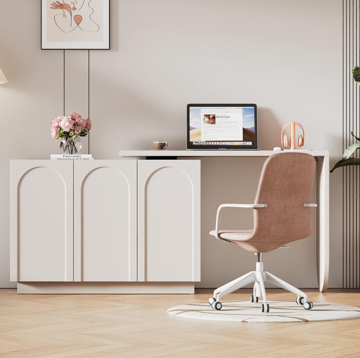 MIVRAY Bureau - Draaibaar L Vormig Hoekbureau Met Opbergruimte - Ruimtebesparend Voor Werkkamer Of Kantoor - MDF - 110x40x75 Cm - Wit