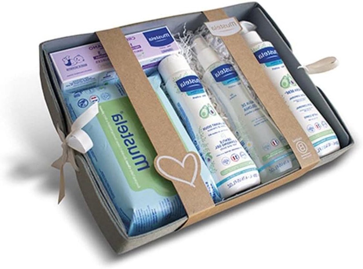 Babyshower Cadeauset - Baby Verwenpakket - Kraamcadeau Geven - Vijf Essentiële Producten - 150 Gram - Grijs