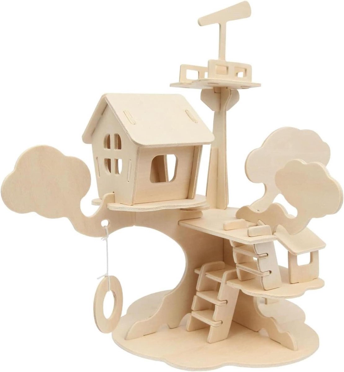 Houten Puzzel - Boomhuis Puzzel - Creatief Knutselen - FSC-gecertificeerd Hout - 28 x 26 cm - Niet Van Toepassing