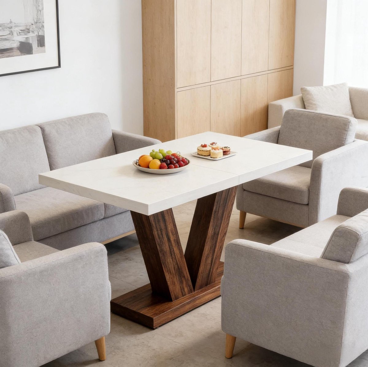 MIVRAY Eettafel - Rechthoekige Rustieke Houten Tafel Voor 4 Tot 6 Personen - Woonkamer Keuken En Café - Wit En Bruin - 120 X 80 X 75 Cm Rustic Brown