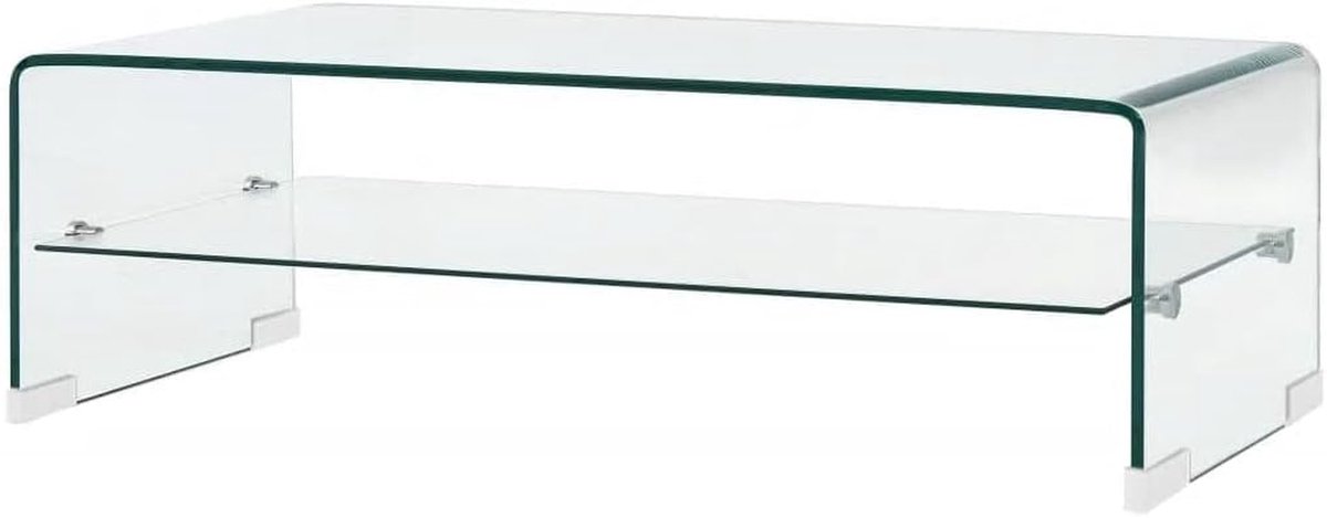 Salontafel - Bijzettafel - Woonkamer - Gehard glas - 98x45x31 cm - Transparant