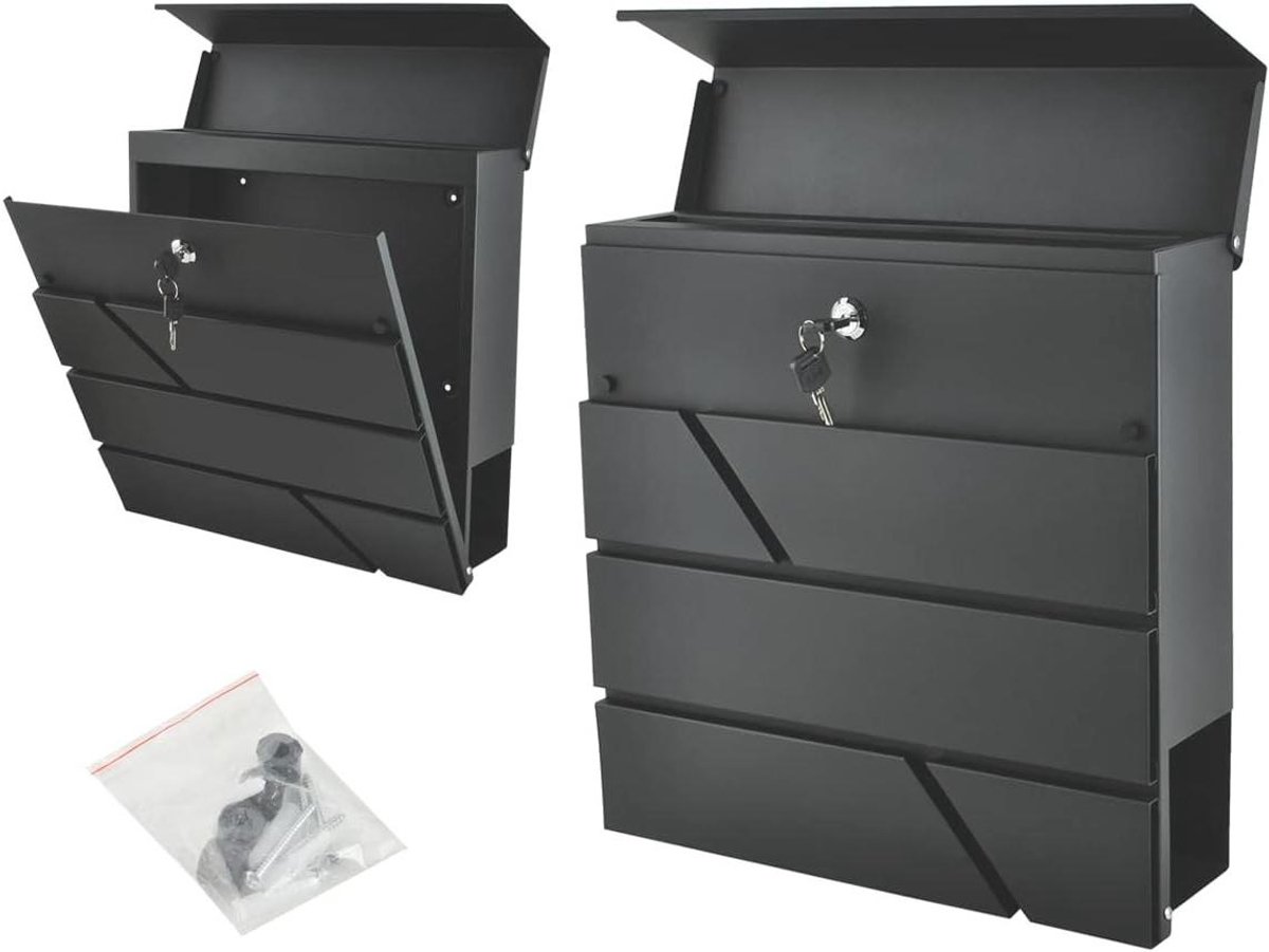 Brievenbus voor buiten - Postbox wandmontage - Veilig post ontvangen - Groot formaat A4 - 367 cm hoog - Meerkleurig