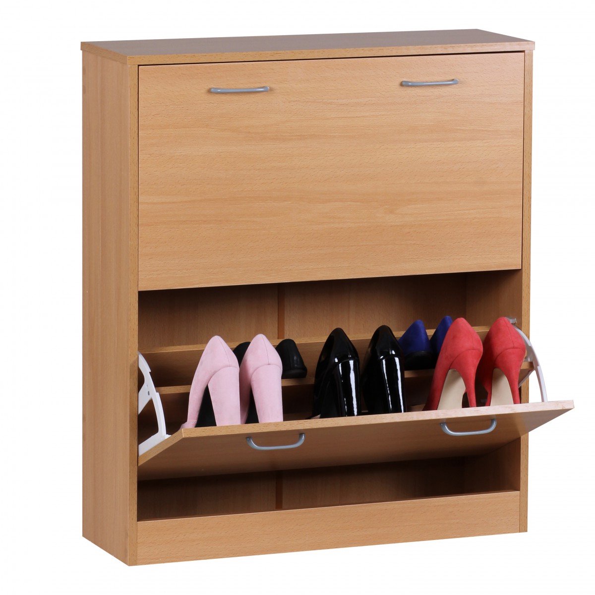 Ervesto Schoenenkast Sarah - Schoenendressoir - Schoenenrek - Beuken Mat - 75 x 87 x 24 cm - 2 Kantelvakken - Smal En Ruimtebesparend