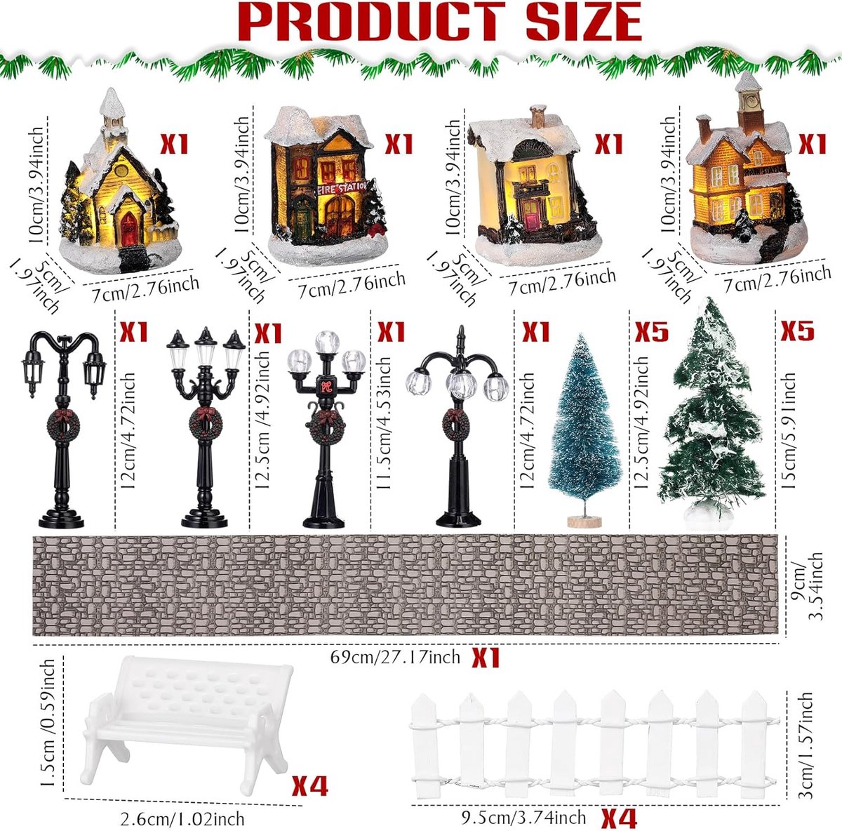 27-delige Set Kerstdorp Accessoires met LED Verlichting – foto 7