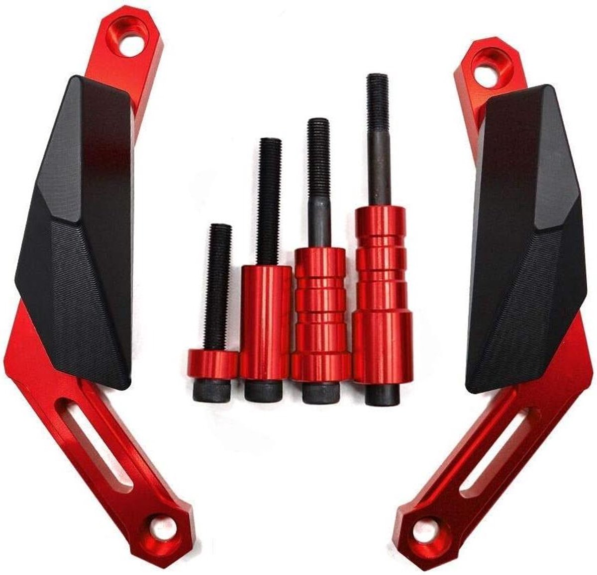 Frame Sliders - Valbescherming Motor - Motor Beschermen - CNC Aluminium Nylon - 1 Set - Rood