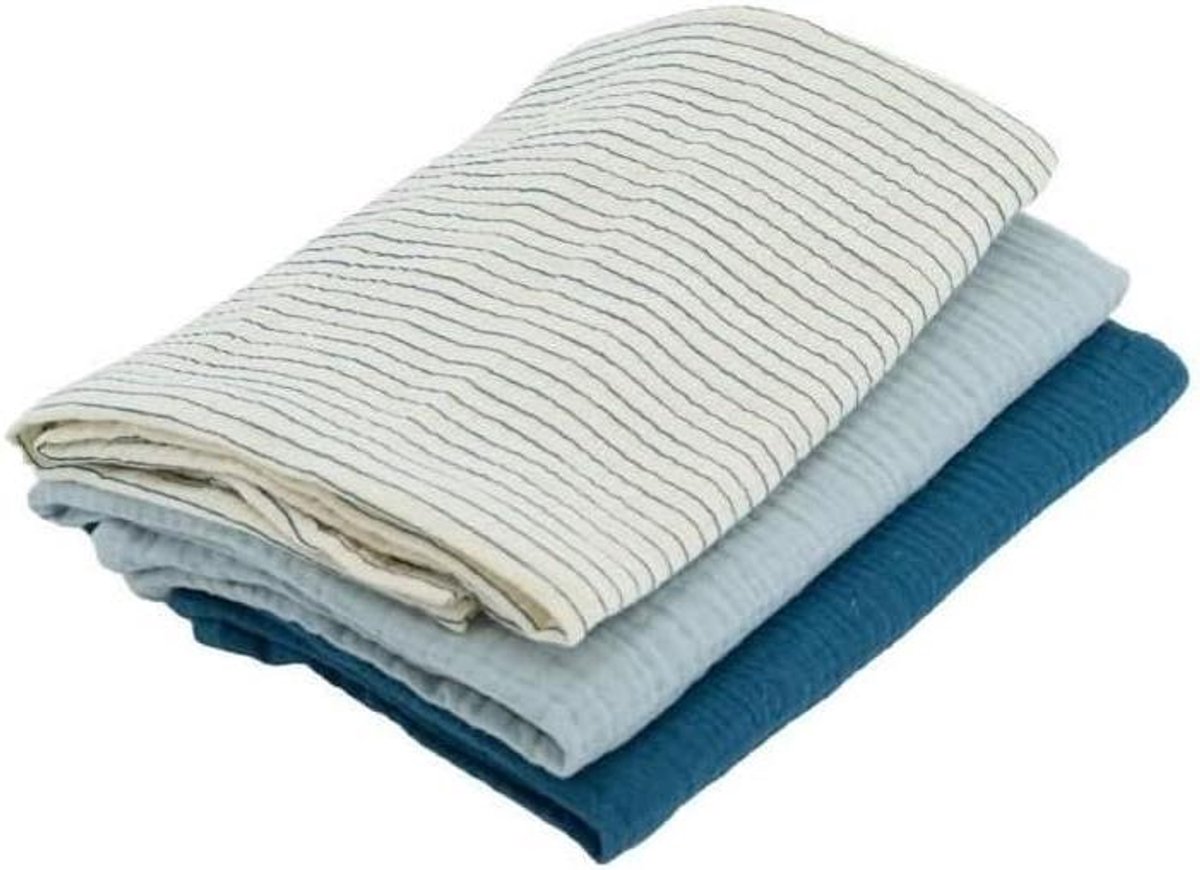 Baby Monddoekjes - Spuugdoekjes Katoen - Baby Verzorging - Oeko-Tex Gecertificeerd - 3 Stuks 60x60cm - Blauw