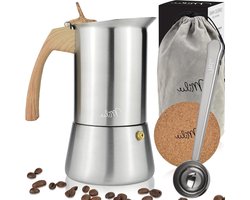 Espresso Machine - Moka Pot - Koffie Zetten - Roestvrij Staal - 450 ml - Houtkleur