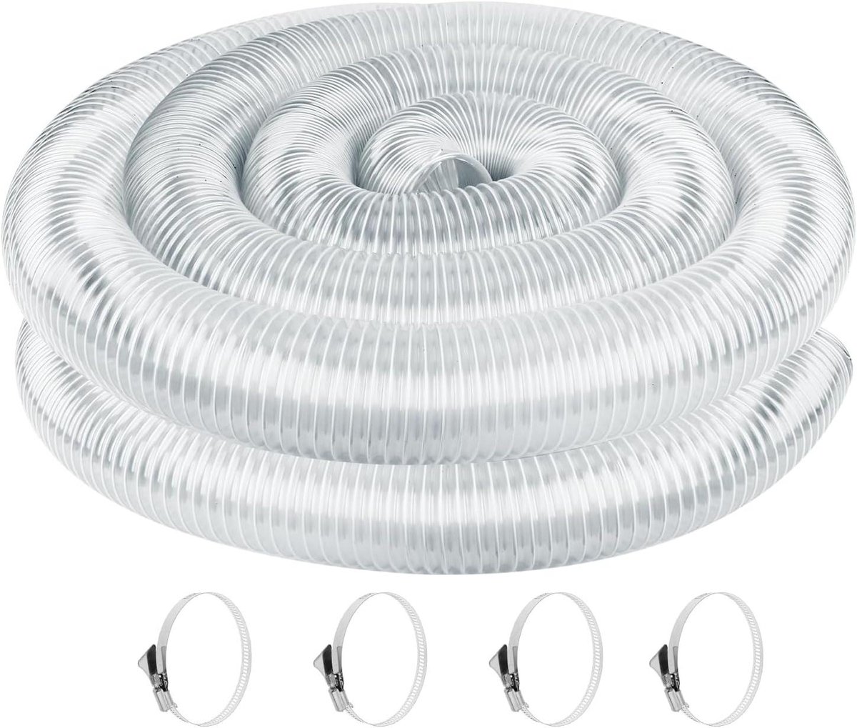 Afzuigslang PVC - Stofafzuiging Flexibel - Werkplaats Organisatie - Versterkte Staalspiraal - 2.5 Inch x 10 voet - Transparant
