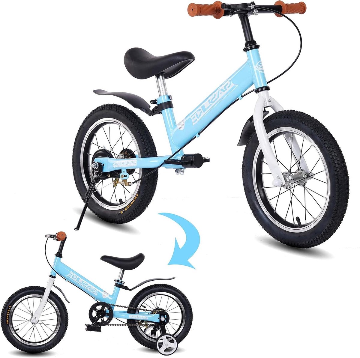 Kinderfiets 2-in-1 Loopfiets met pedalen Leren fietsen Verstelbaar stuur zadel 14 inch Blauw