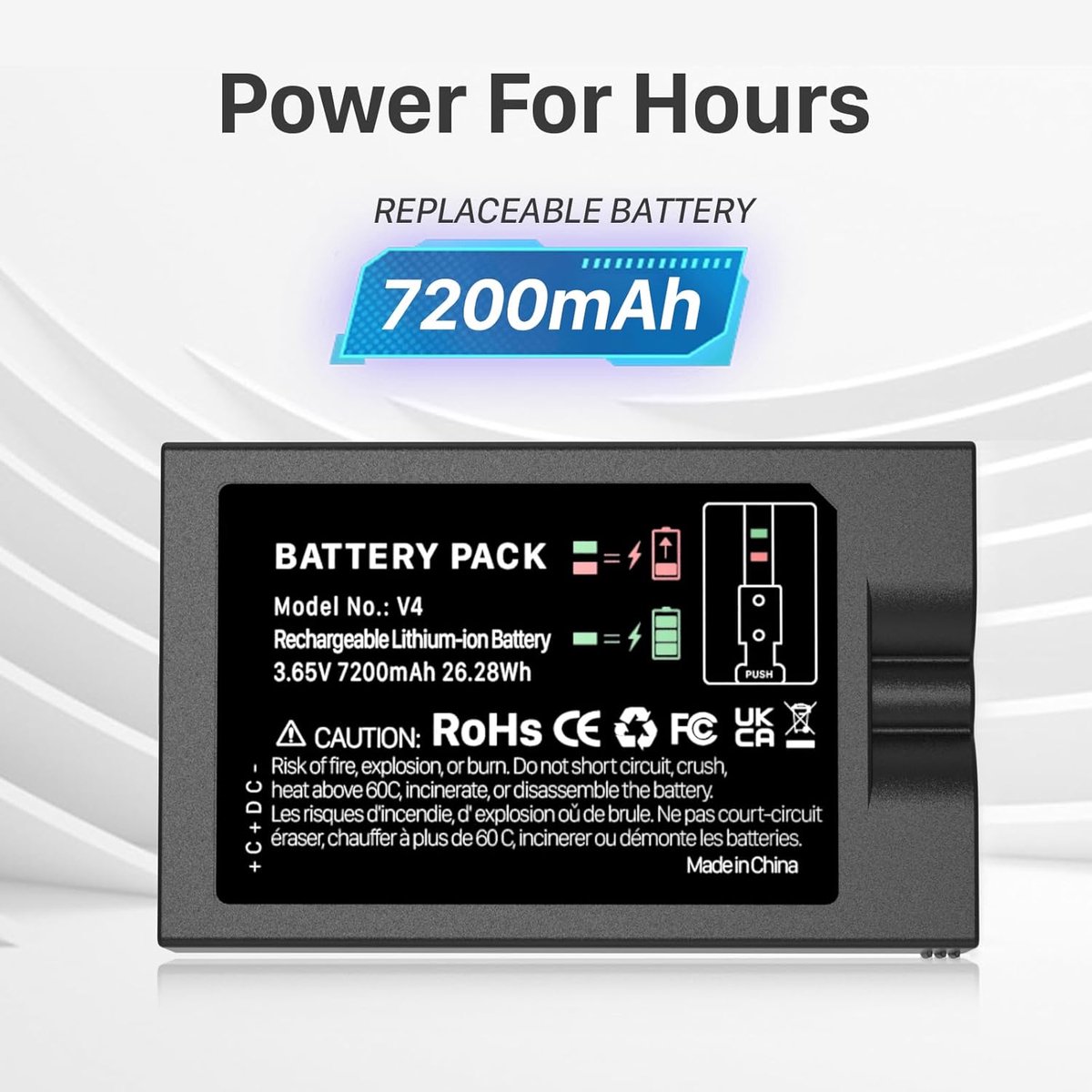 SnelShoppen - Pack of 2 V4 Batterijen voor Video Ring, 7200 mAh Hoge Capaciteit Li-ion Vervangingsbatterijen, Compatibel met Video Deurbellen 2/3/4, S – foto 5