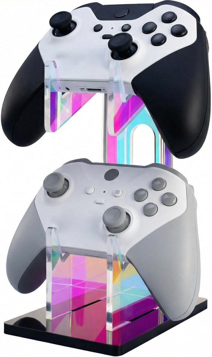 Thijox - Iriserende Acryl 2-Tier Universele Game Controller Hoofdtelefoon Houder Stand Voor PS5 Xbox ONE Switch - Kleurrijke Anti-Slip Gaming Accessoi