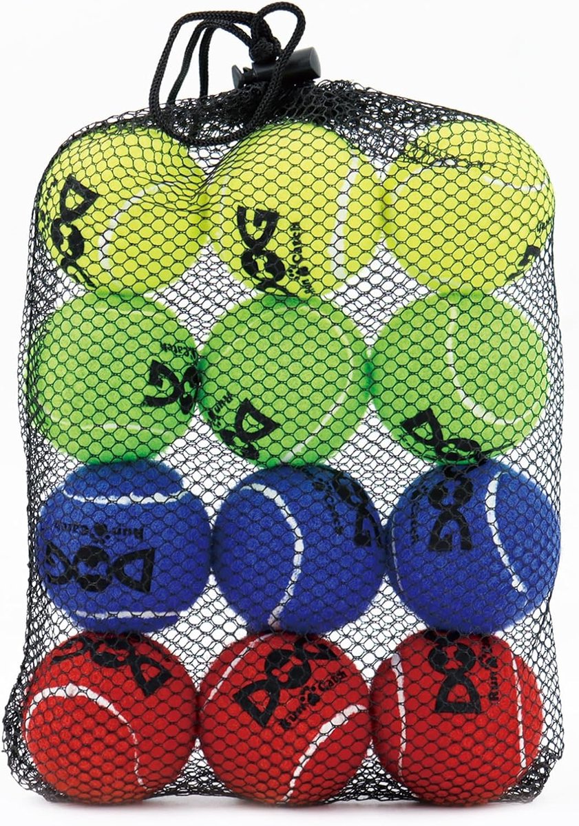 Thijox - Tennisballen voor Honden - Set van 12 - 5 cm - Meerkleurig - Duurzaam en Drijvend - Geschikt voor Kleine en Middelgrote Honden - Hoge Zichtba