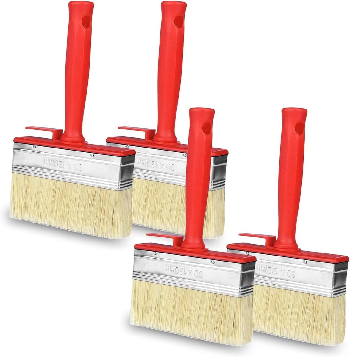Flat Iron Wandborstel voor Oplosmiddelhoudende Verf, Glazuren en Houtolie - Set van 4, 120 mm x 30 mm Verfborstels