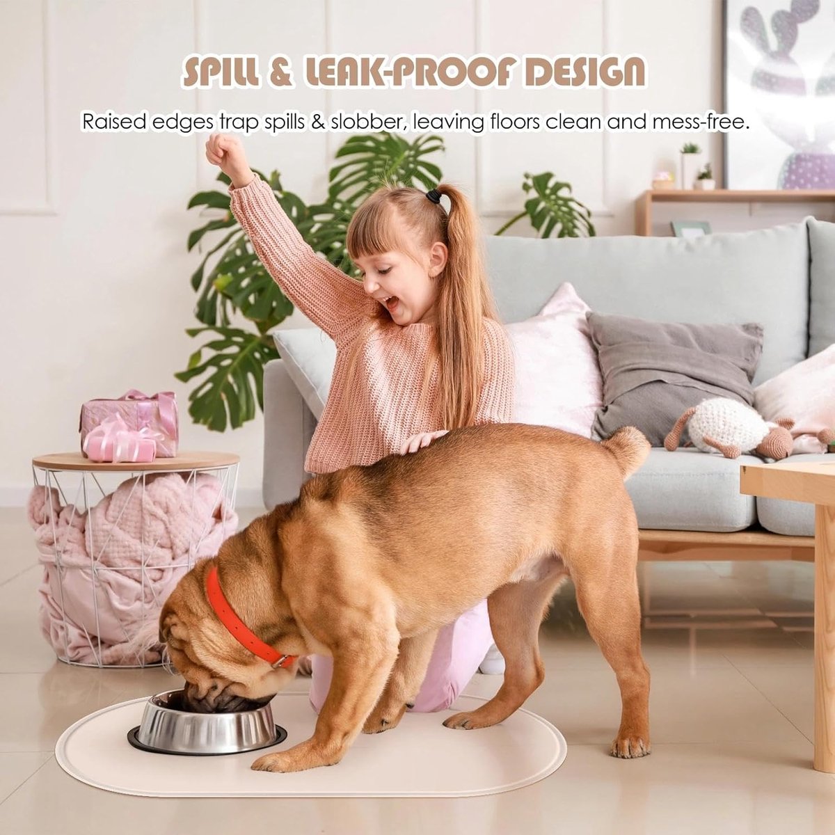 Thijox - Bakmat voor Honden en Katten, BPA-vrije Siliconen Voedermat met Rand, Waterdicht en Minimalistisch, Onderlegger voor Twee Bakken, Perfect voo