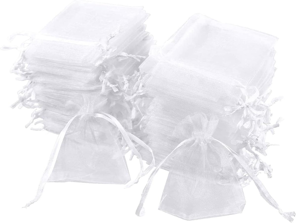Thijox - 100 Stuks Witte Organza Zakjes 7x9 cm - Cadeauzakjes, Bruiloftszakjes, Sieradenzakjes, Lavendelzakjes voor Feesten, Decoratie en Cadeauverpak