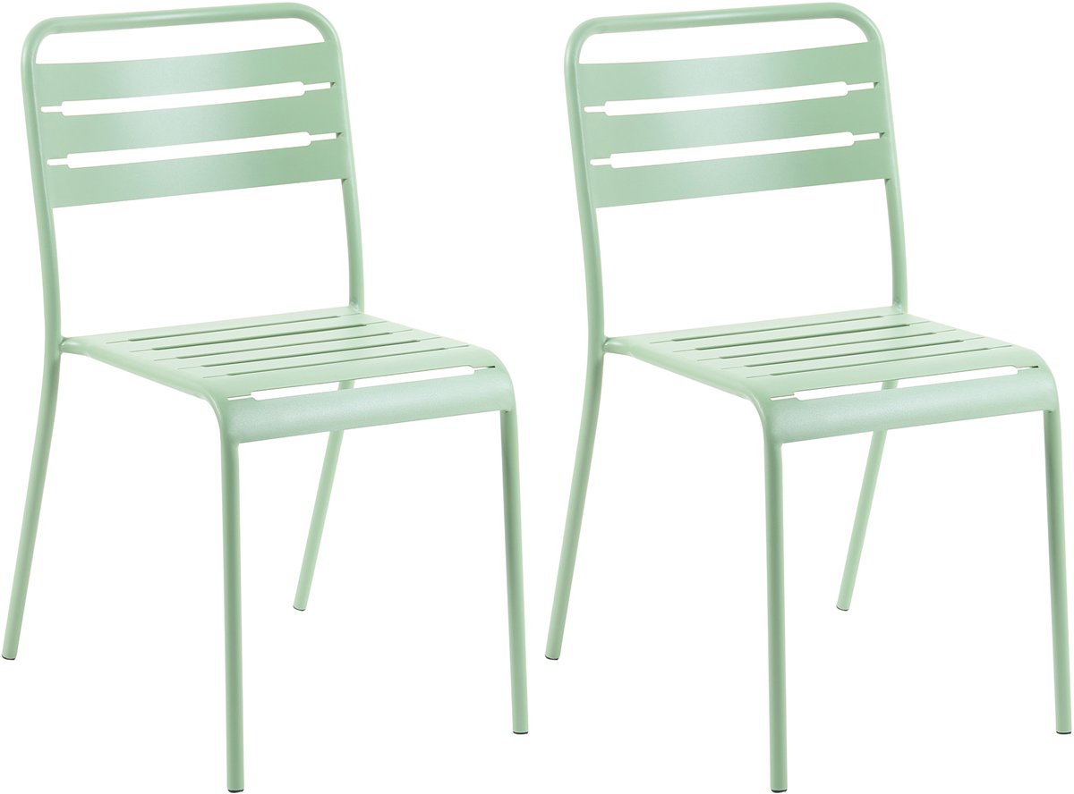 LEFKADA - Set van 2 tuinstoelen - Groen - IJzer