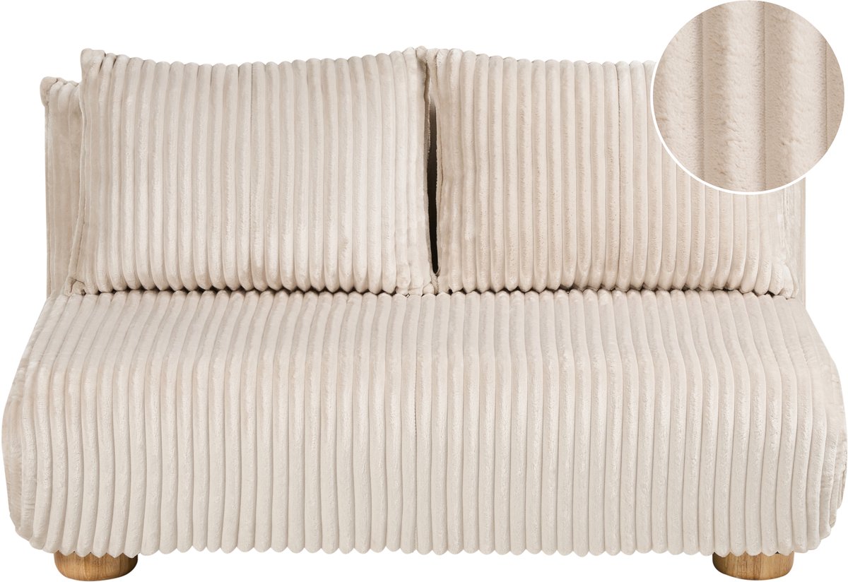Beliani ABISKO - Slaapbank 2-zits - Gebroken wit - Corduroy
