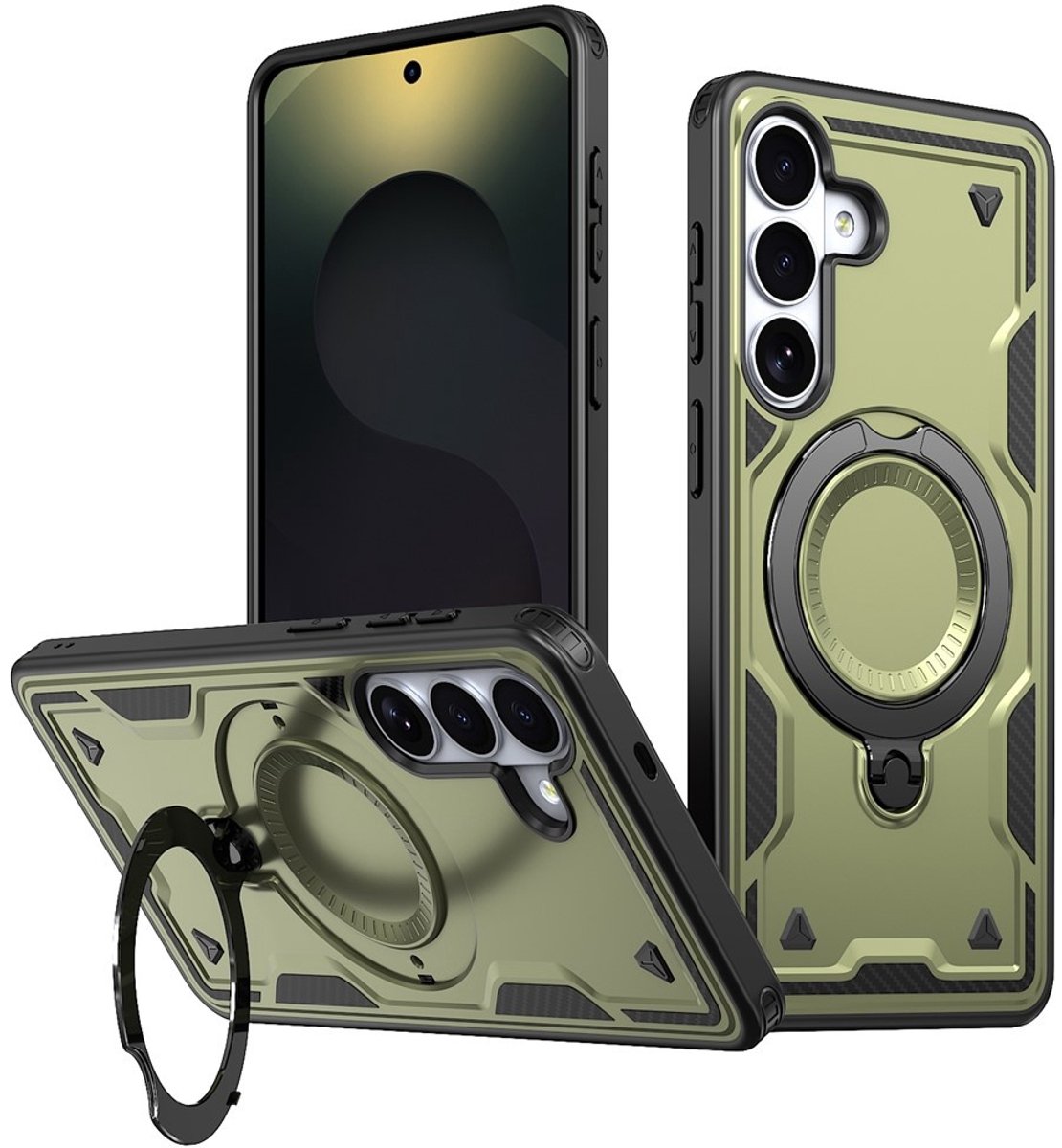 Coverup Hoesje - Geschikt voor Samsung Galaxy S26 Hoesje - Coverup Armor Back Cover met MagSafe Compatible Kickstand - Groen