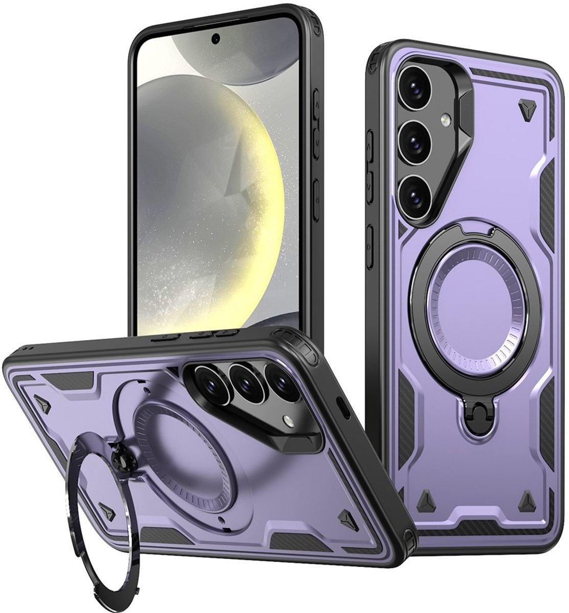 Coverup Hoesje - Geschikt voor Samsung Galaxy S24 / S25 Hoesje - Coverup Armor Back Cover met MagSafe Compatible Kickstand - Paars