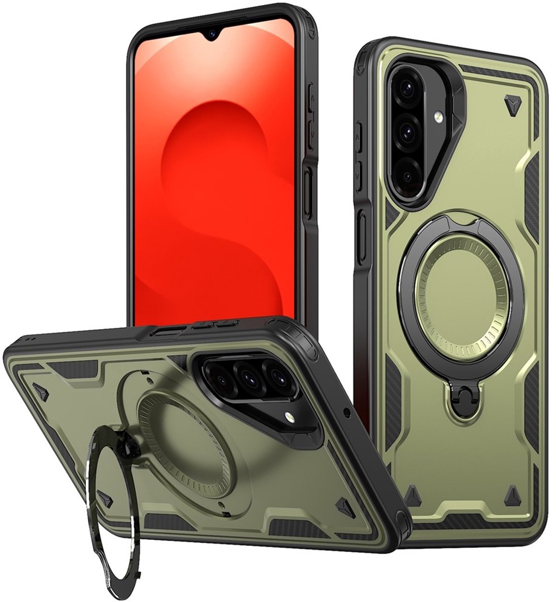 Coverup Hoesje - Geschikt voor Samsung Galaxy A26 Hoesje - Coverup Armor Back Cover met MagSafe Compatible Kickstand - Groen