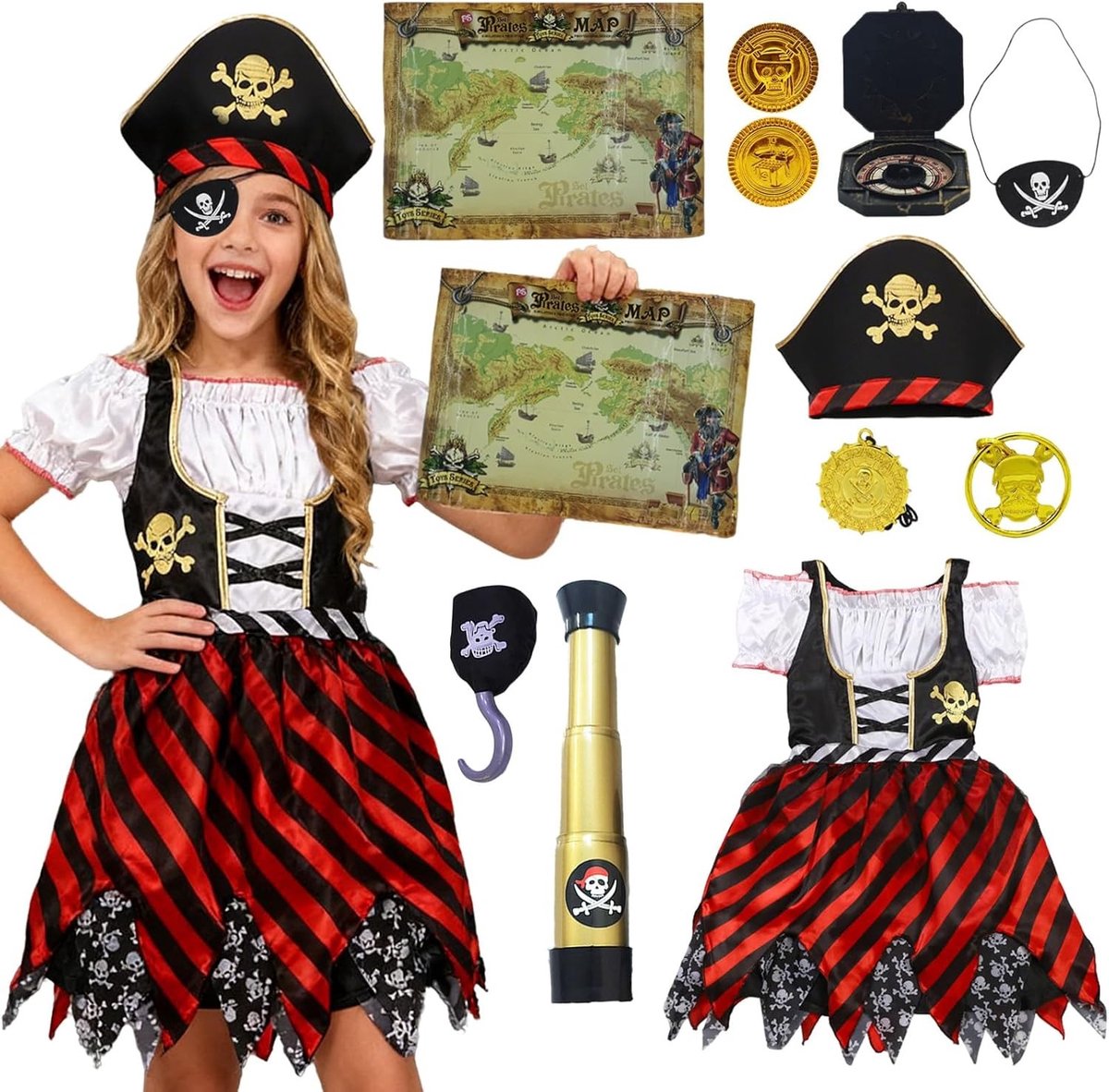 Piratenkostuum voor Kinderen - Avontuurlijke Outfit met Hoed en Zwaard voor Feestjes en Verkleedpartijen