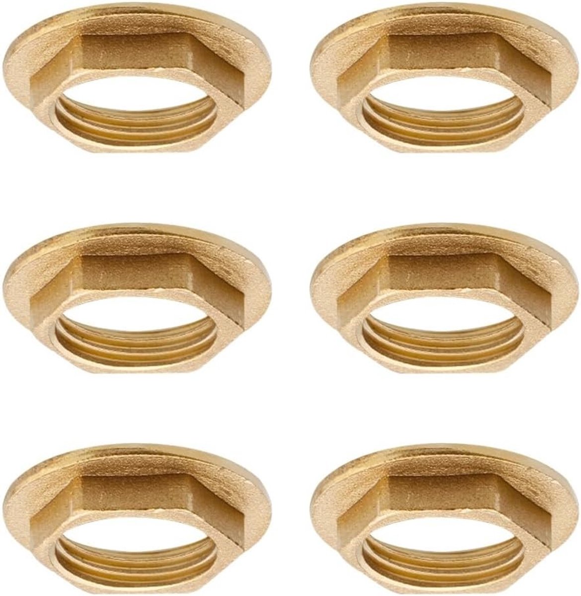 6 Stuks Flens Hex Fuse Moeren, 1/2 Inch Flens Draad Messing Moer, Sanitair Fitting voor Badkamer Wastafel en Accessoires