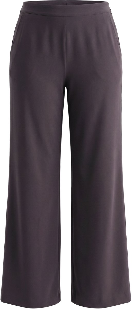 Ulla Popken - Dames - Pantalon wijde rechte pijp elastische tailleband - Mahonie - Maat 48