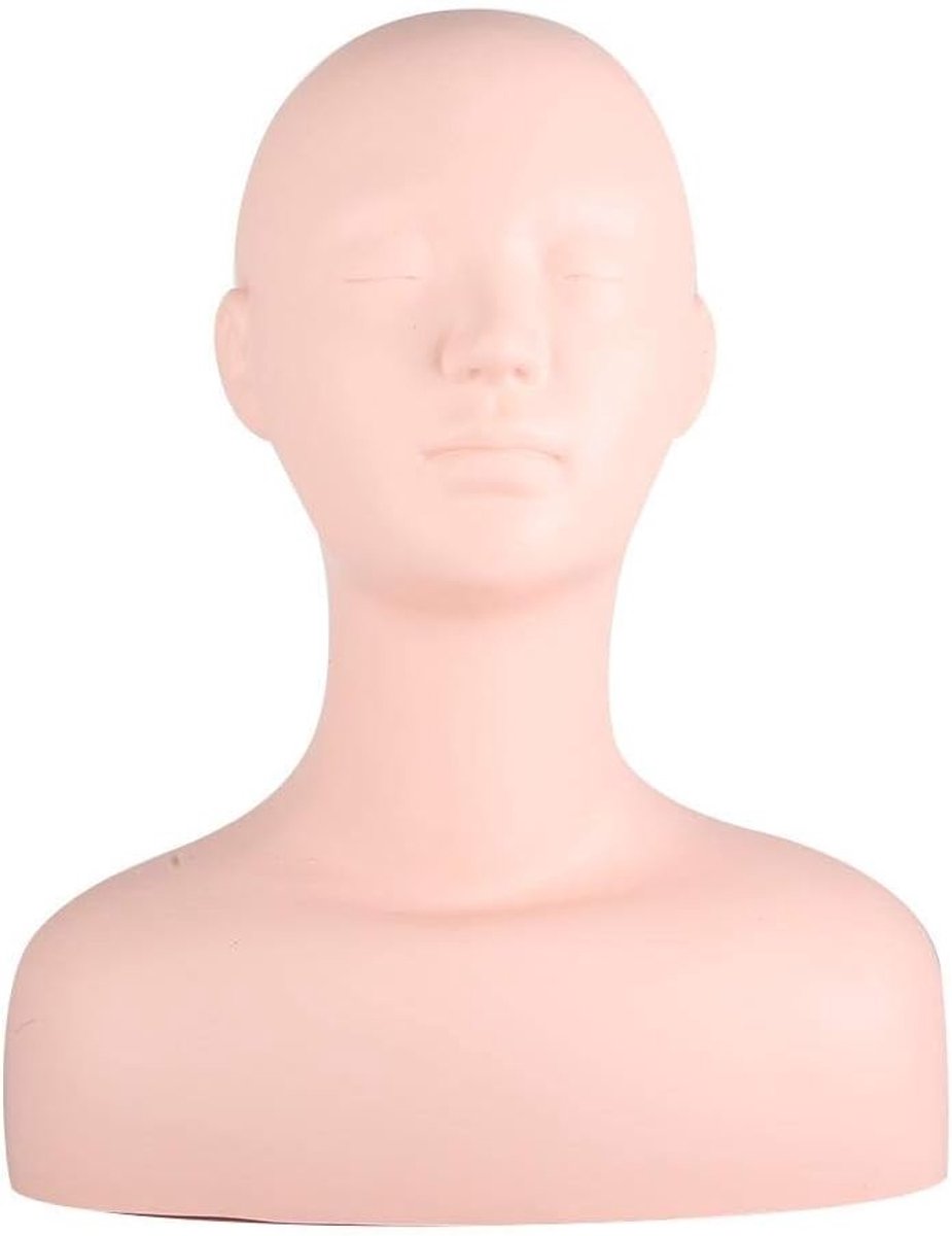 Oefenhoofd voor Wimperextensions met Plat Rubber Mannequin, Make-up en Massagemogelijkheden