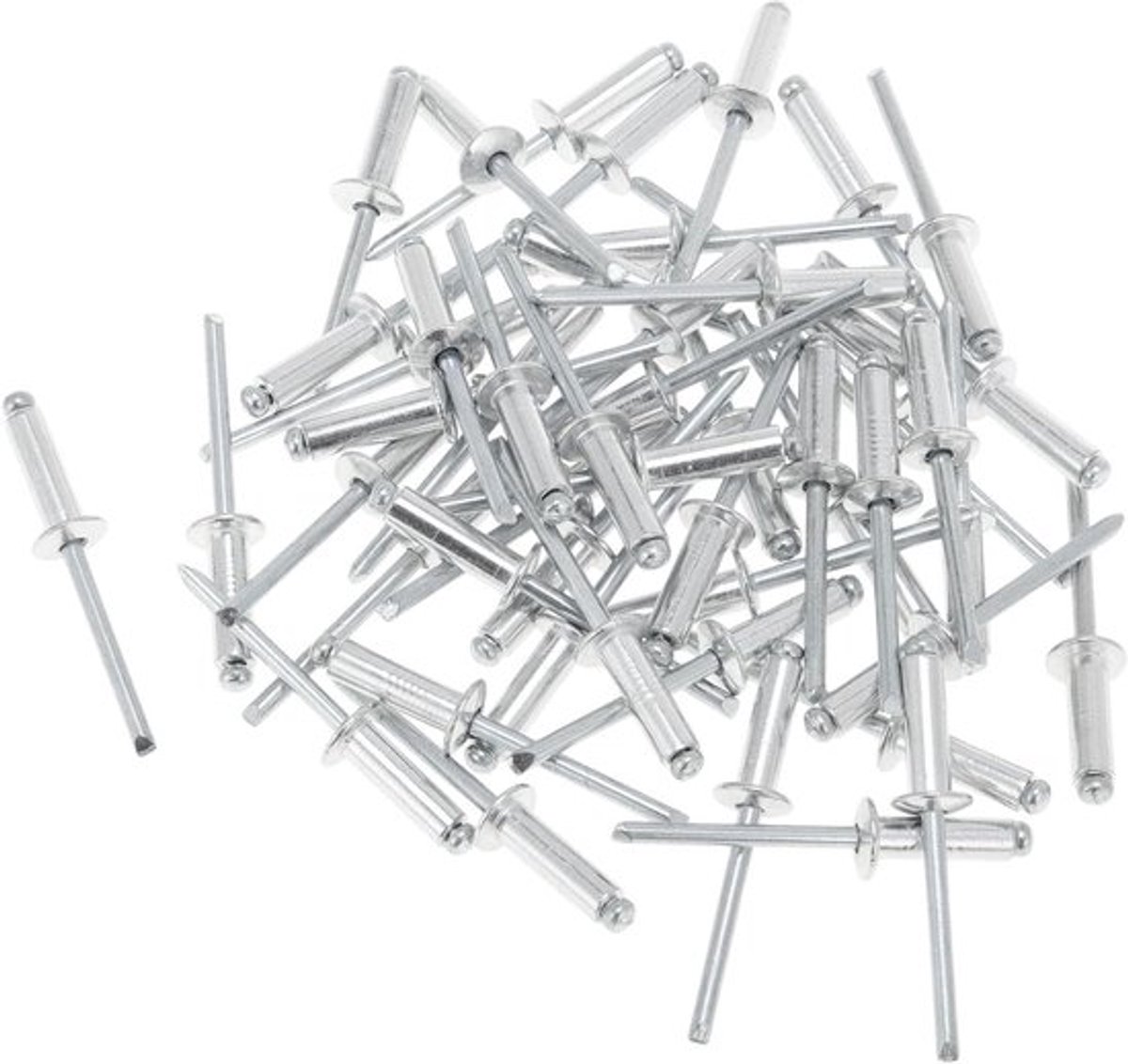 Grote blinde klinknagels met brede flens in zilvertint, 50 stuks, 5 mm greepdiameter, 16 mm greeplengte, 9,5 mm flensdiameter van aluminiumlegering en ijzer voor stevige bevestiging