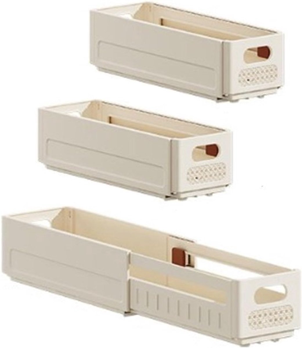 Opbergoplossing voor Kleding - 3 Stuks Uittrekbare Opbergdozen, Stapelbare Lade Organizer, Verstelbaar van 28-46 cm voor Slaapkamer en Keukenaccessoires
