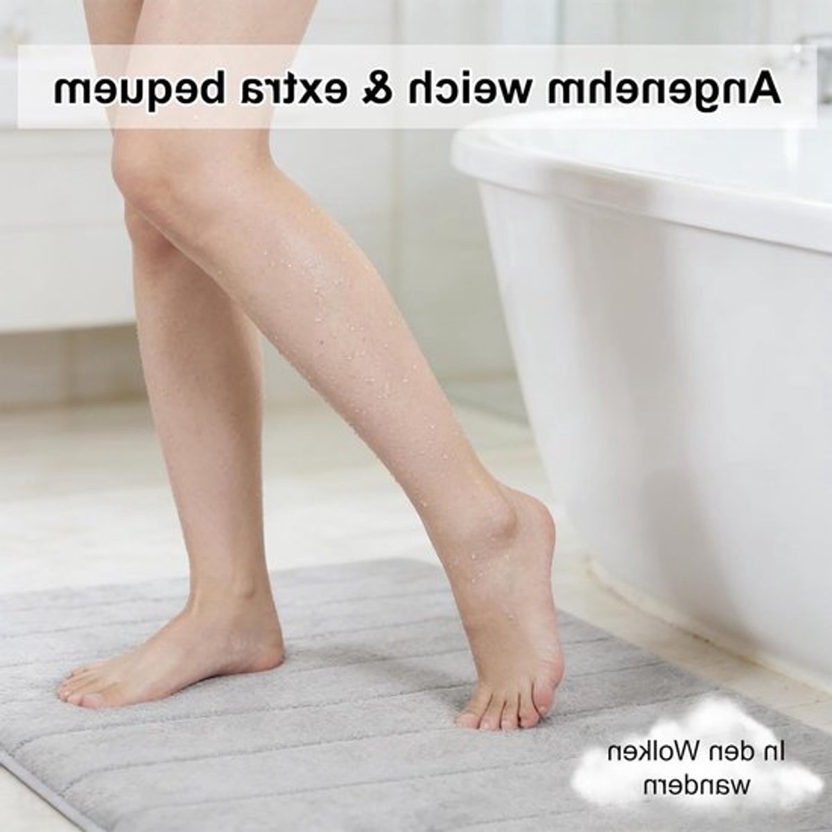 Zachte Memory Foam Badmat Set van 3 Stukken, U-vormige Toiletmat en Microvezel Badkamer Tapijt, Antislip en Machinewasbaar (Lichtgrijs)