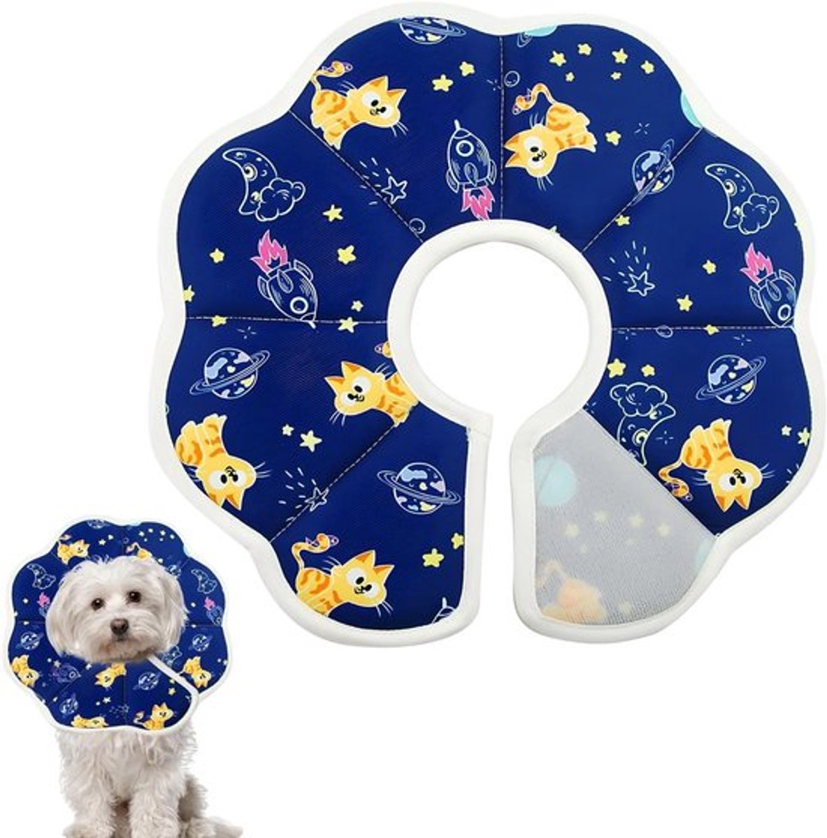 Halsband voor honden en katten, verstelbare en comfortabele halsband voor kleine honden en volwassen katten, voorkomt lekkage en stoort niet bij eten en drinken