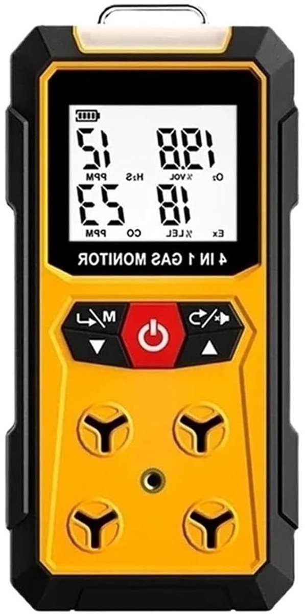 Luchtkwaliteitsmeter - Gaslekdetector Analysator - Lucht Kwaliteit Meten - 4-in-1 Functionaliteit - 600 g - Zwart