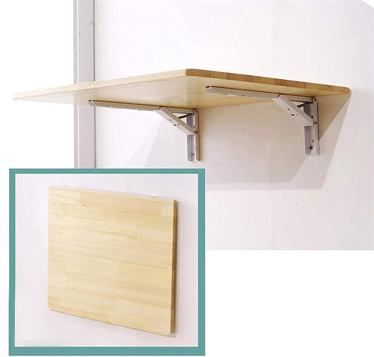 Opvouwbaar Wandbureau - Klaptafel Bureau - Ruimte Besparen - Natuurlijk Dennenhout - 120x40cm - Houtkleur