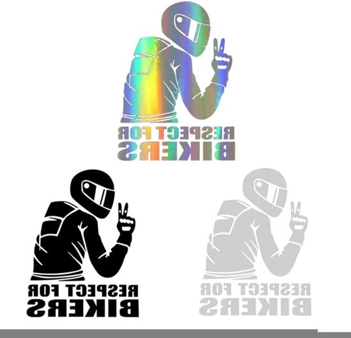 Respect voor Motorrijders - Hoge Zichtbaarheid Sticker voor Motorfietsen en Auto's, Reflecterend en Waterdicht, Verkrijgbaar in 7 Kleuren, Ideaal voor Deuren en Carrosserie