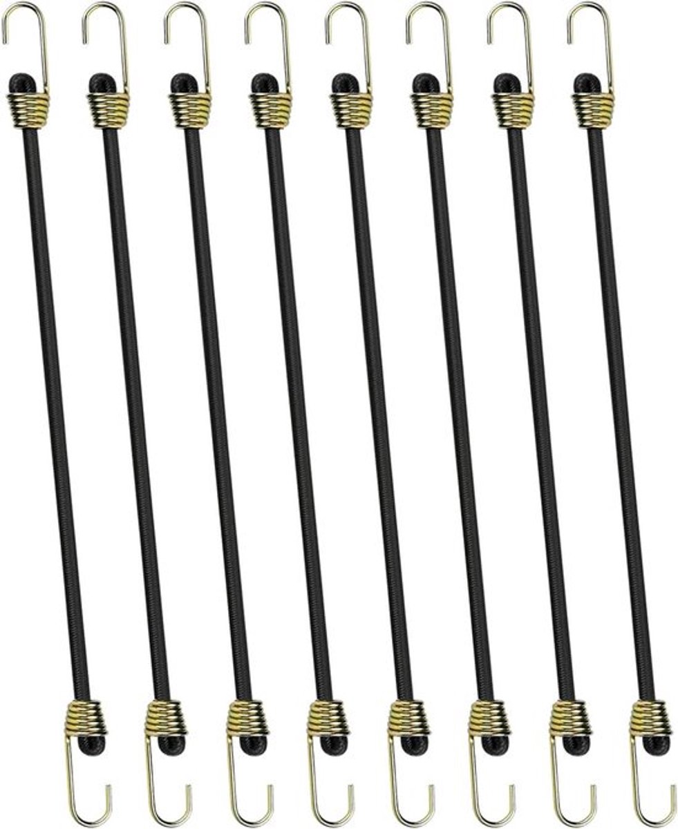 Set van 8 Tension Rubber met Haken, 25 cm Elastische Spanbanden voor Vervoer, Camping en Tentdoeken