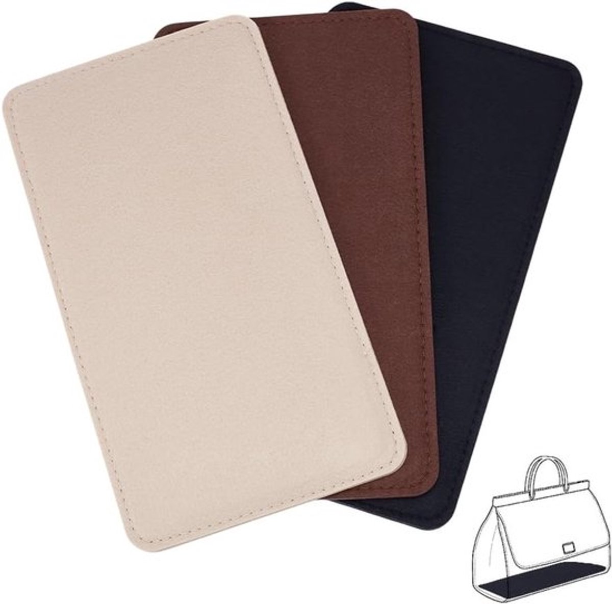 3 Kleuren Vilt Portemonnee Vormgever, 11x6 Inch Handtas Basisvormer, Onderste Vilt Tas Liner voor Vrouwen DIY Tote Handtas Accessoires