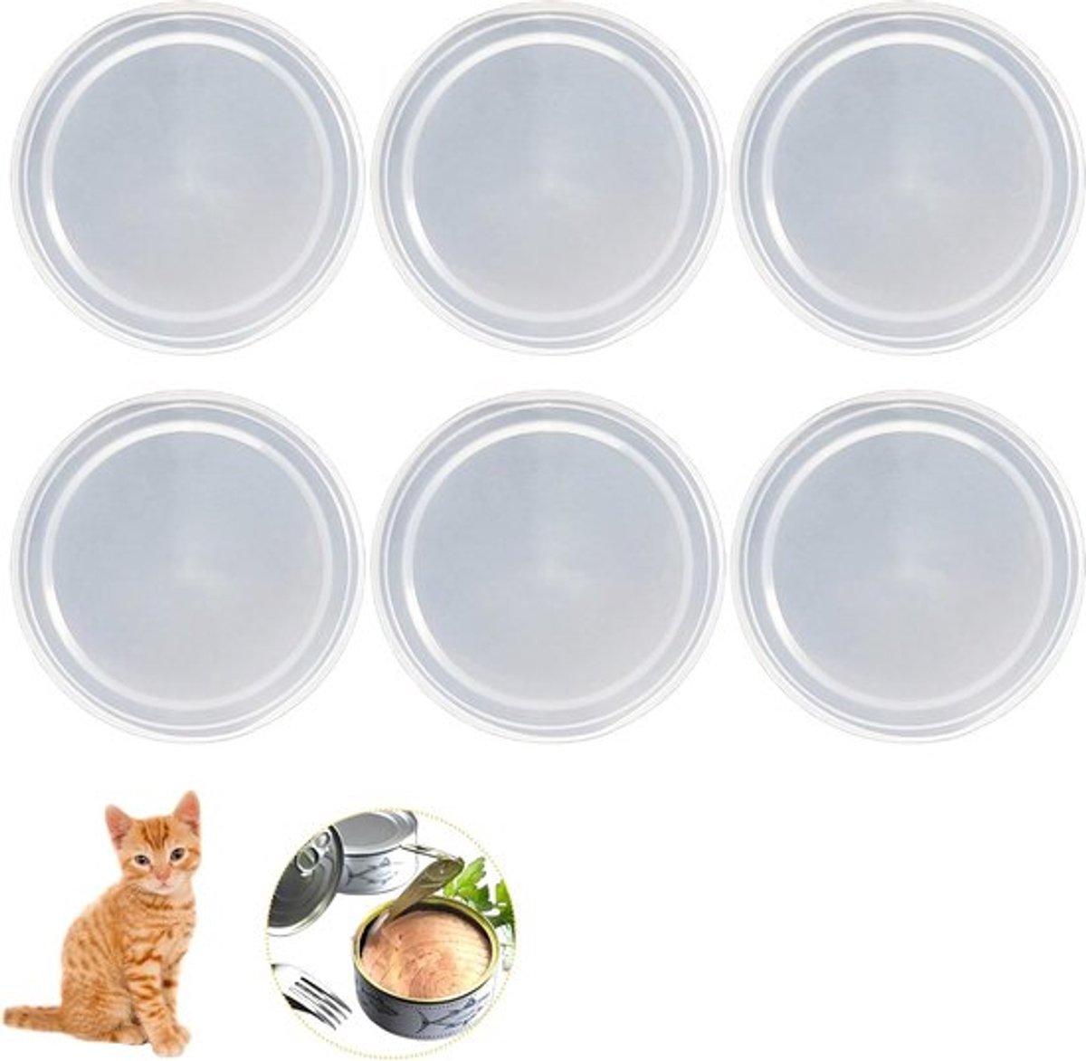 Herbruikbare deksels voor blikken, set van 6, geschikt voor katten- en hondenvoer, voedselopslag, versheid behouden, ideaal voor conserveren