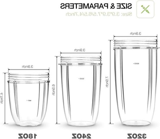 Transparante Juicer Cups voor 600W en 900W Mixers - 18OZ, 24OZ en 32OZ - Vervangonderdelen voor Smoothies en Sapjes (620ml) — afbeelding 5
