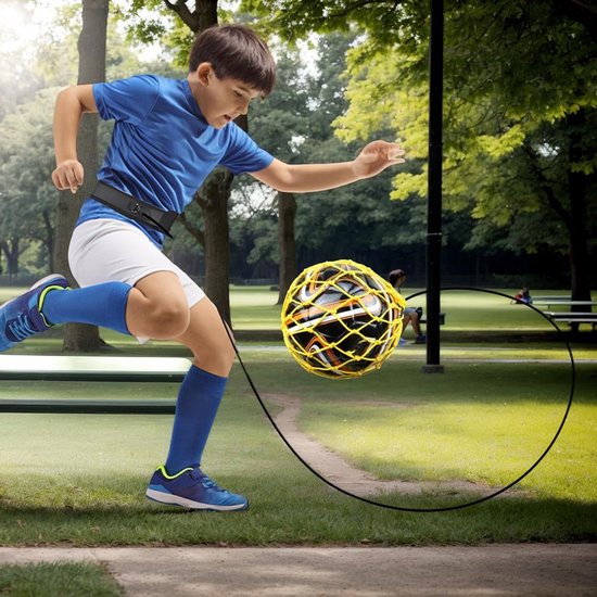 Voetbaljongleertrainer - Voetbaltrainer balnet - Voetbalvaardigheden verbeteren - Ball Retrieval Eliminator - Voor ballen maat 3/4/5 - Geel — afbeelding 5