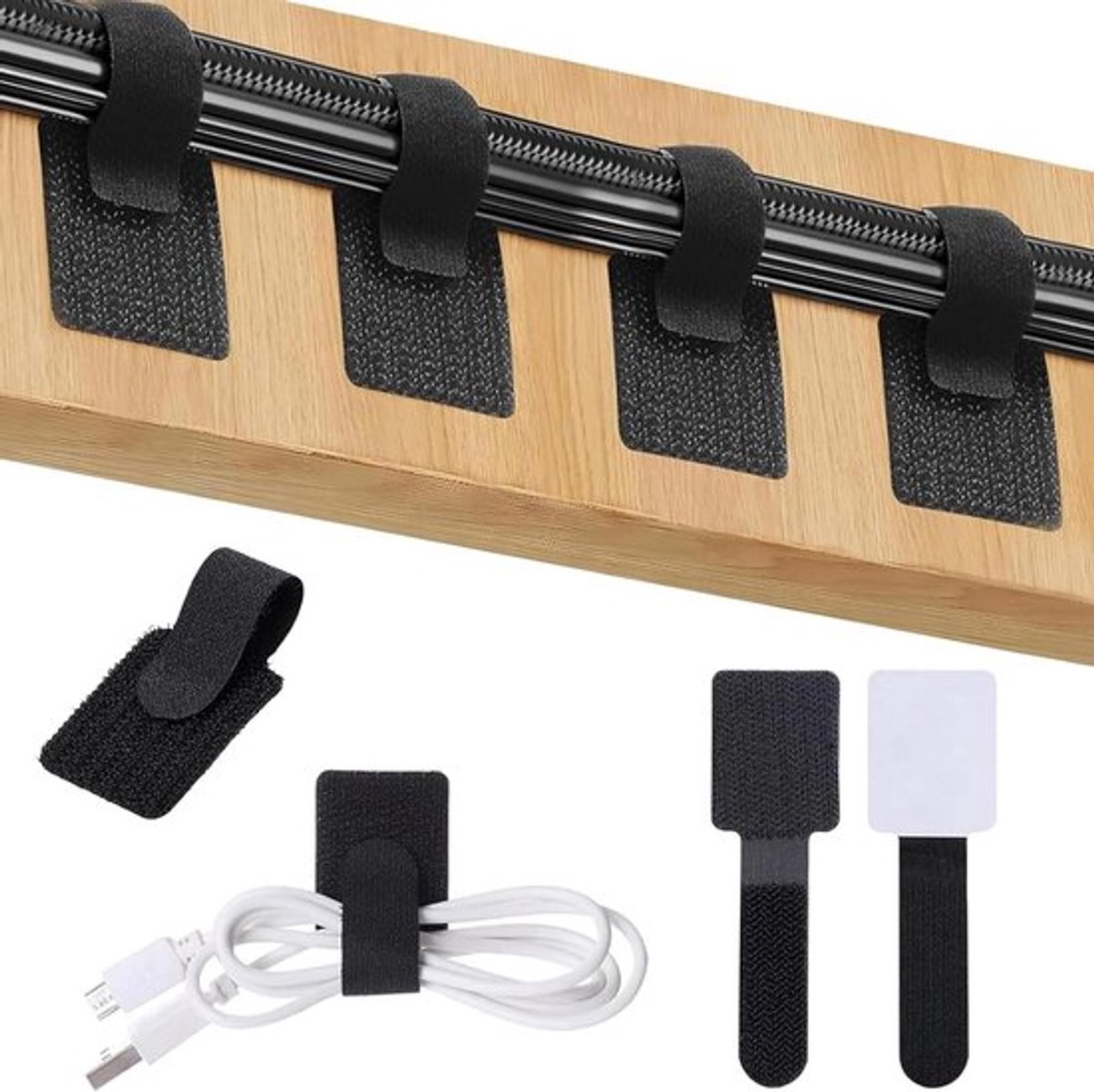 60 Stuks Kabelbeheer voor Bureau, Zelfklevende Kabelhouders, Kabelorganizer en Kabelmontage Accessoires
