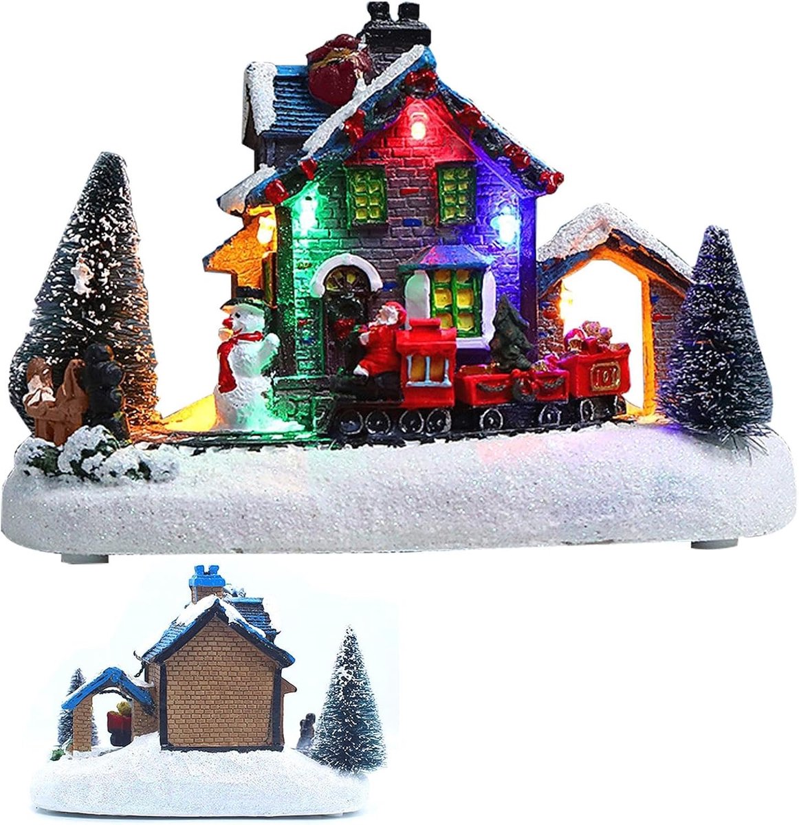 Kerstdorp Ornamenten - Kersthuisjes Set - Feestelijke Decoratie - Met LED Verlichting - 18 x 10 x 12 cm - Kleurrijk – foto 7
