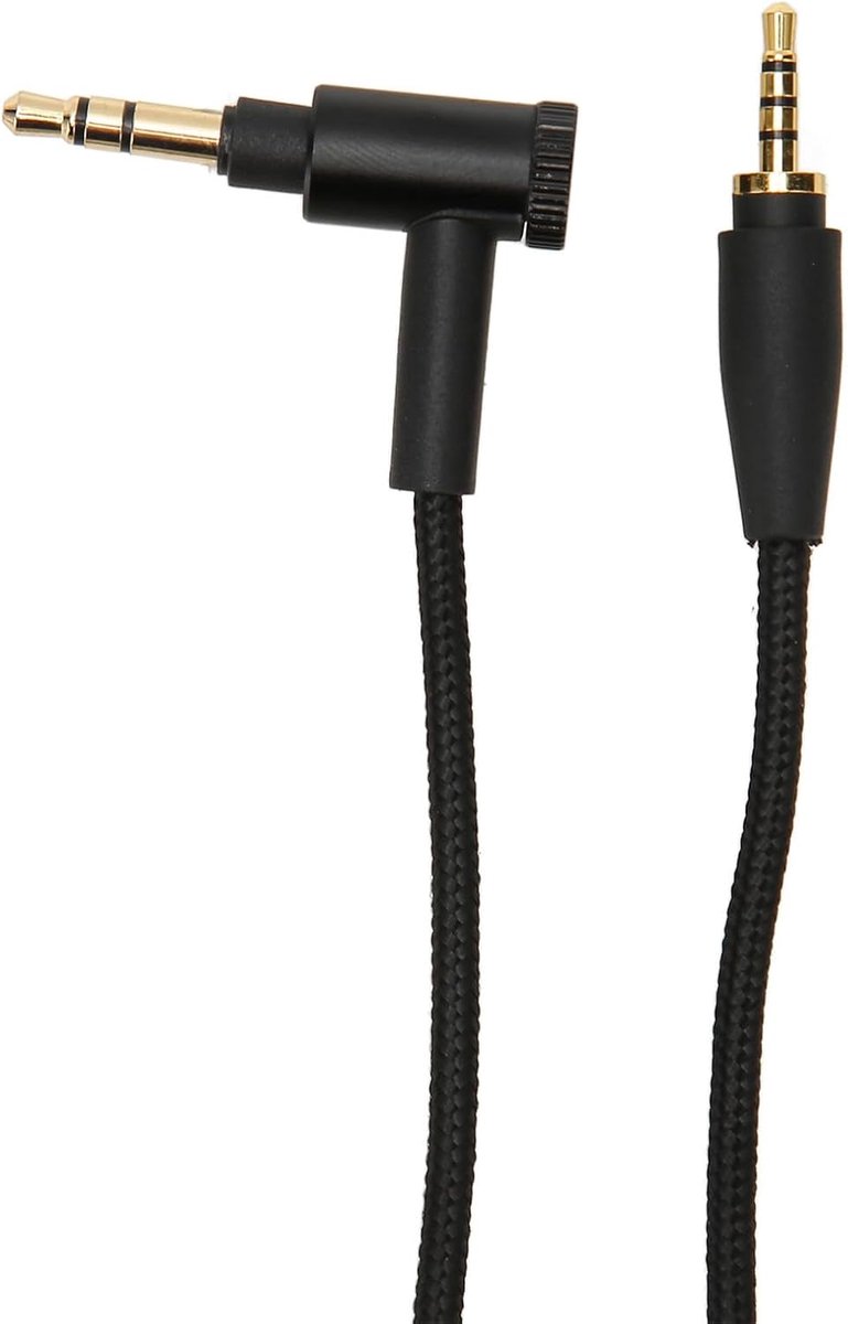 SnelShoppen - Hoofdtelefoon Audio Kabel 3.5mm Nylon Gevlochten Vervangingskabel Met Hoekstekker Voor XL Hoofdtelefoons, 1.5M/4.9 Ft