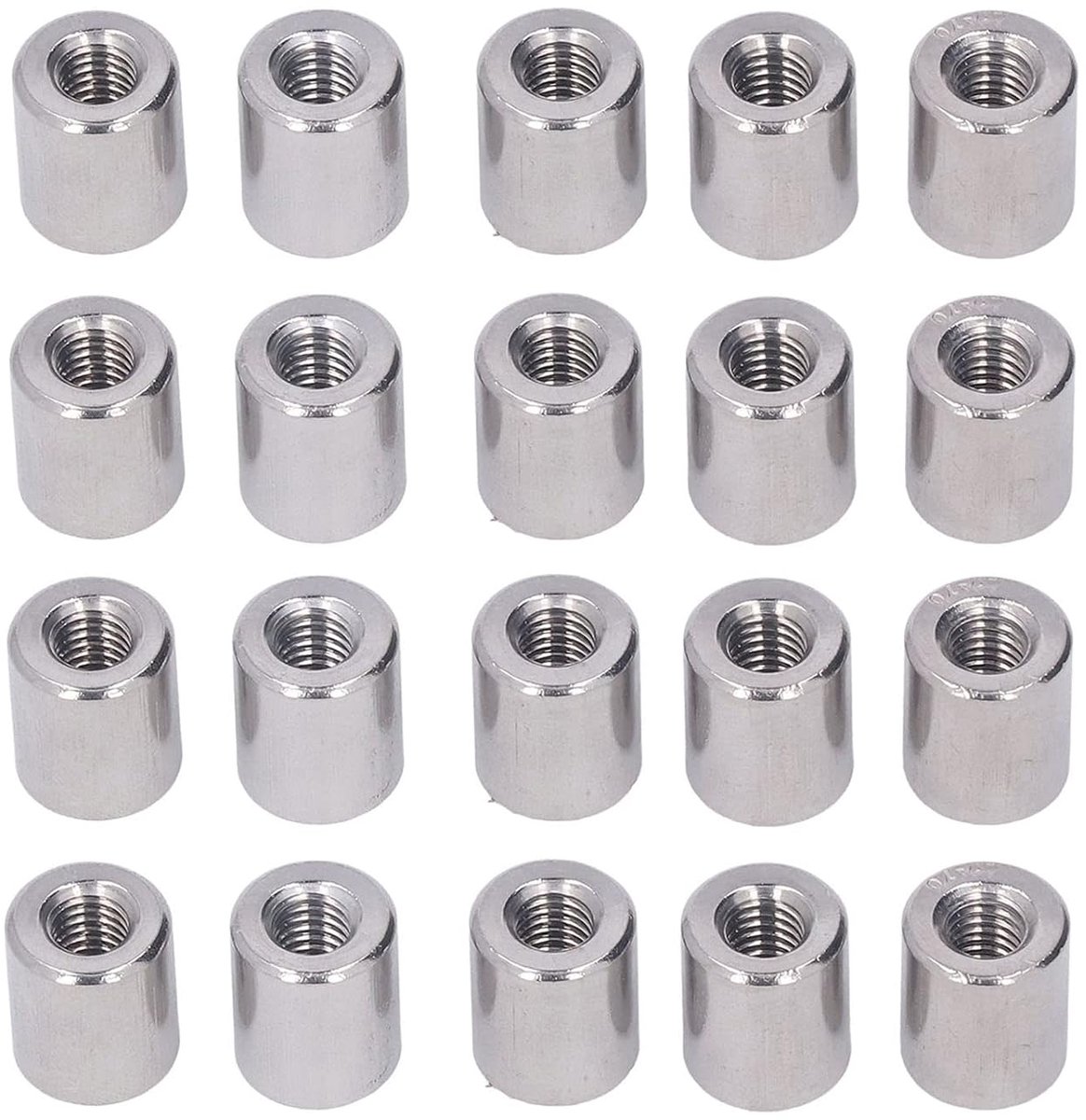 SnelShoppen - Pack van 20 M6 X 1.0-Pitch 14mm Lange Ronde Koppelnagel 304 RVS Vrouwelijke Draad Volledig Gewikkeld