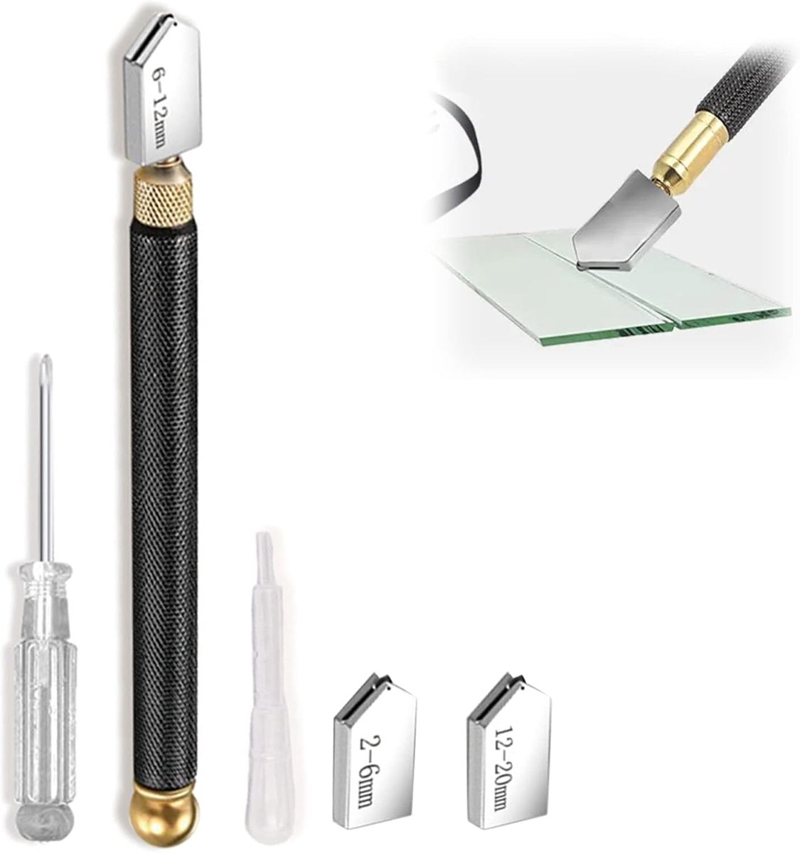 SnelShoppen - Glas Snijgereedschap voor Dikke Glas, Carbide Metaallegering Glas Snijder met Diamant, 2mm-20mm, Potloodstijl Olievoeding Carbide Punt v