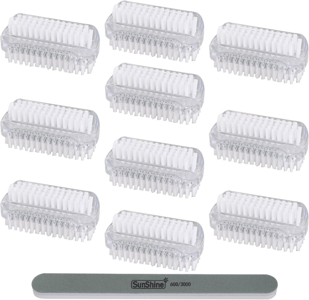 Nail brush set 10 pcs - dubbele handborstels - stevig plastic - ideaal voor het reinigen van nagels - ShopVlot
