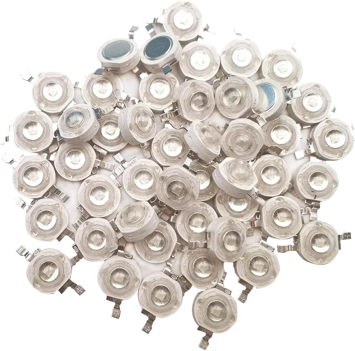 SnelShoppen - 50 Stuks Hoge Vermogen LED Chip 3W Koninklijk Blauw Plant Groei Licht (440nm-450nm 300mA-700mA DC 3V-3.4V) SMD COB Emitter Diode Compone