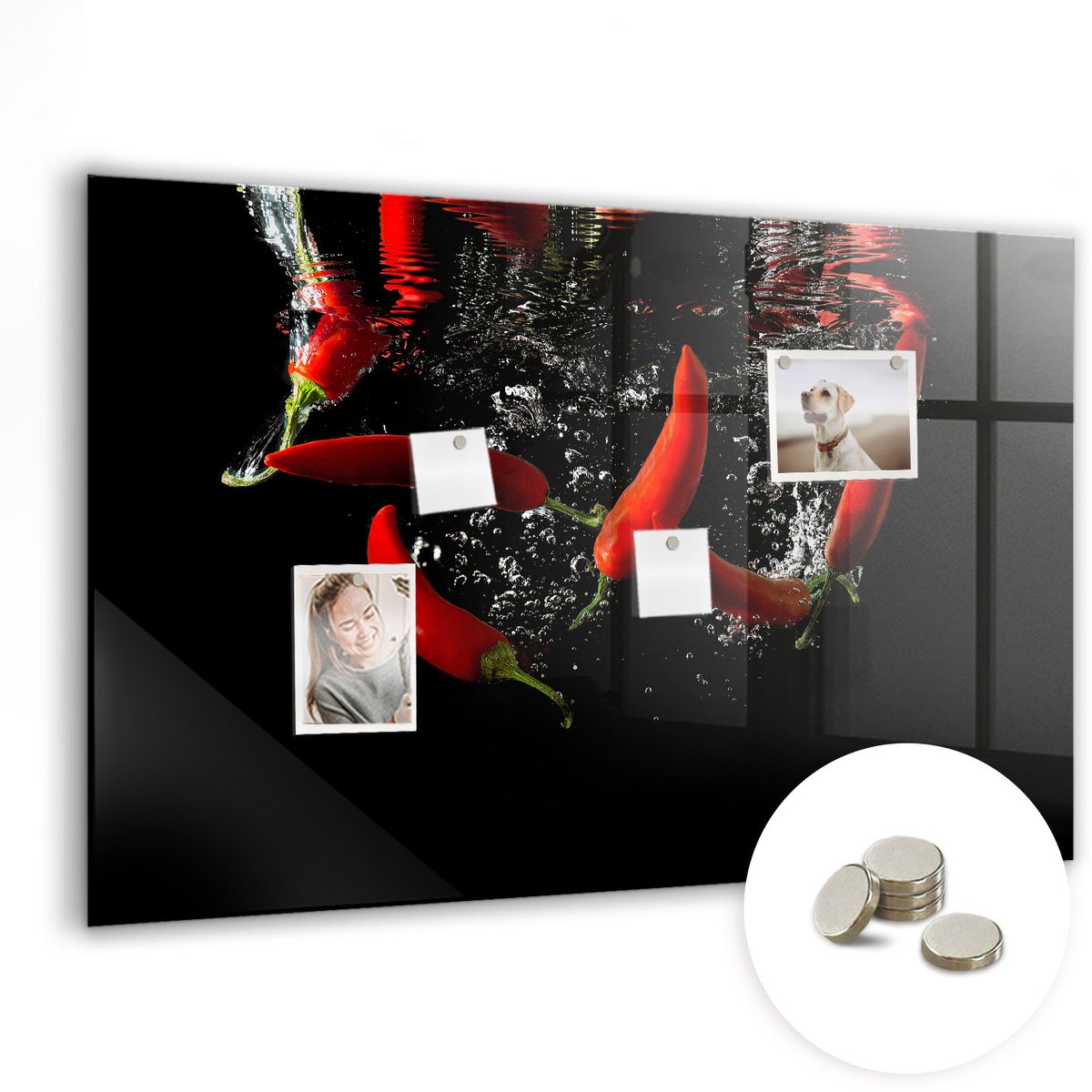 Coloray Glazen Magneetbord - Magnetisch Bord Berglandschap - 90x60 cm - Rood Magneetbord - Magnetic Board - Woonkamer Decoratie