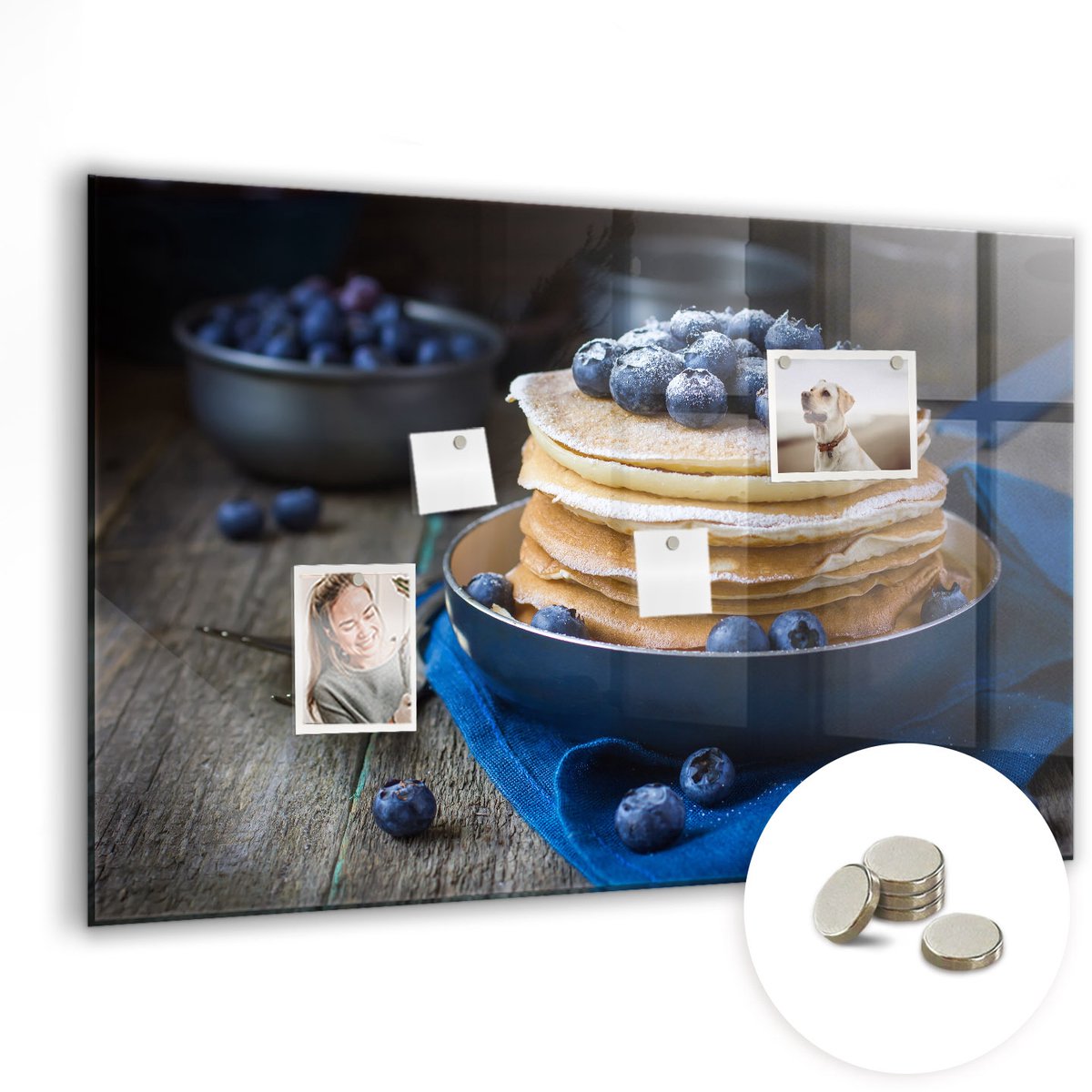 Coloray Glazen Magneetbord - Magnetisch Bord Boten op het meer - 90x60 cm - Veelkleurig Magneetbord - Magnetic Board - Woonkamer Decoratie