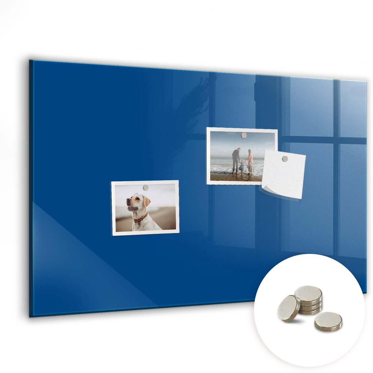 Coloray Glazen Magneetbord - Magnetisch Bord Blauwe kleur - 60x40 cm - Blauw Magneetbord - Magnetic Board - Wanddecoratie